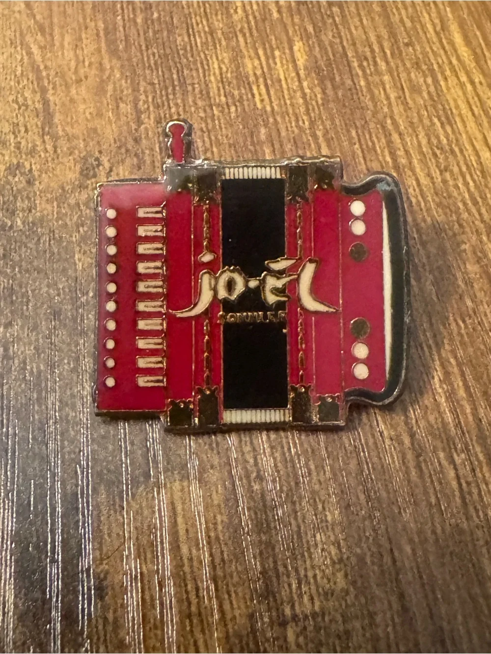 Vintage Jo-El Sonnier Accordion Enamel Lapel Pin Cajun Country Music Memorabilia